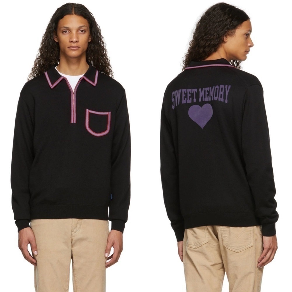 AWAKE NY Zip up polo Men’s Sweet Memory Knit in black size XL Nwot